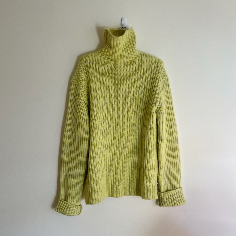 The Elder Statesman Bright Green Cashmere Turtleneck Sweater
